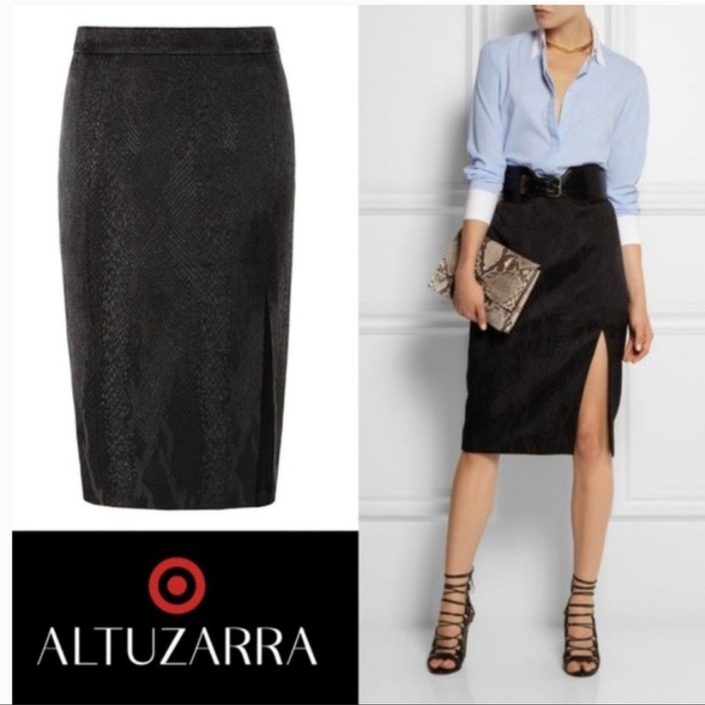 BNWT Altuzarra Target Skirt Black Snake Print Sz 4 Pencil Side Slit Lined